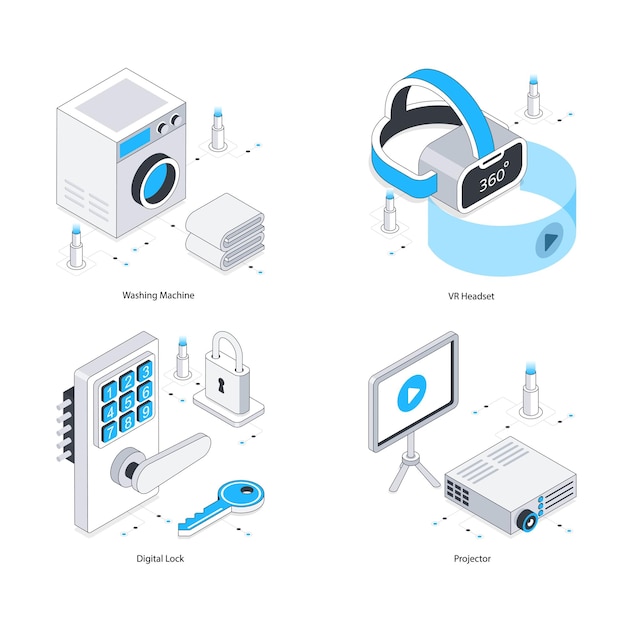 Ilustración isométrica vectorial de dispositivos electrónicos Eps 10 Conjunto de archivos 9