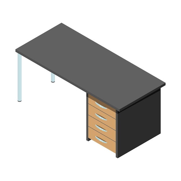 Ilustración isométrica vectorial de un escritorio de escritura o computadora en un estilo moderno.