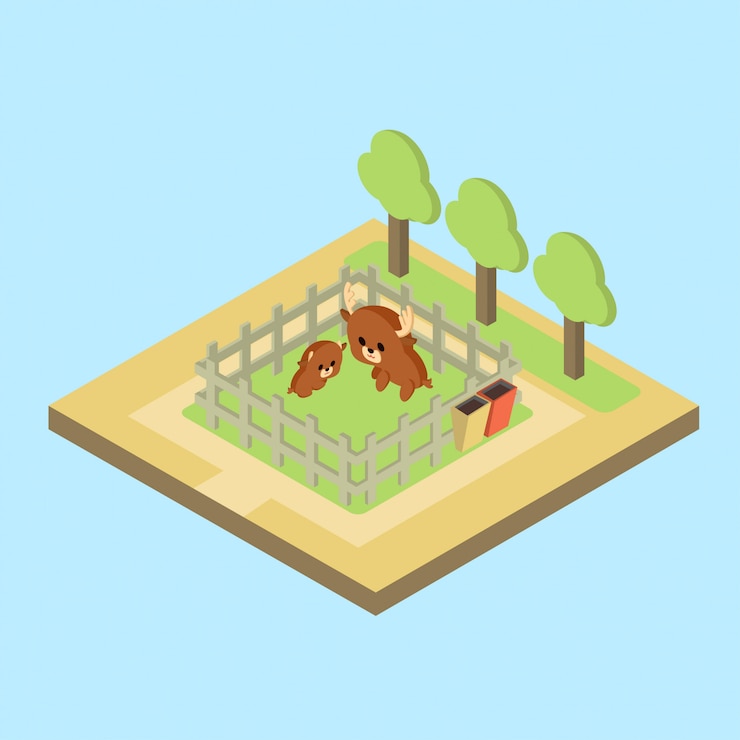Vector ilustración isométrica del zoológico