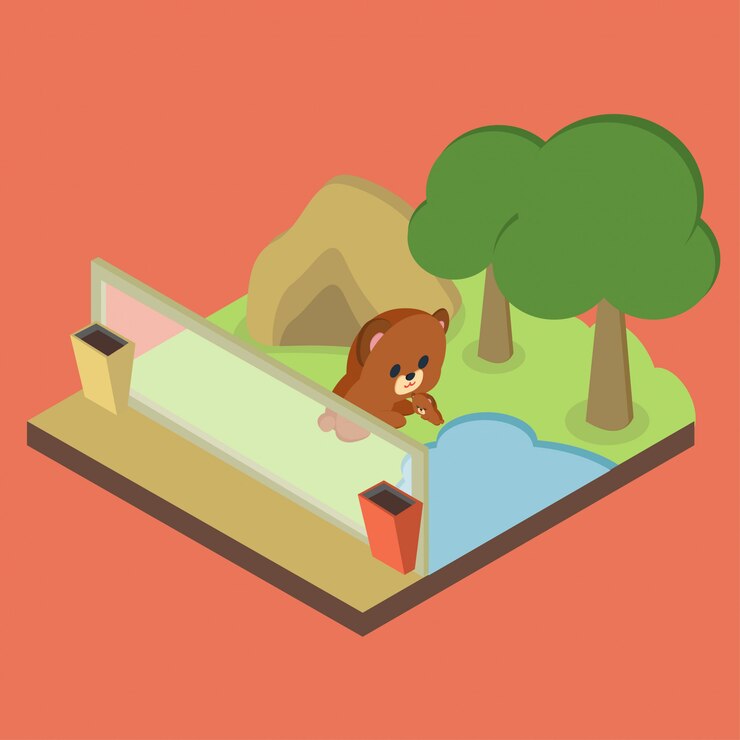 Vector ilustración isométrica del zoológico
