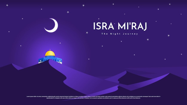 Vector ilustración de isra miraj con desierto nocturno