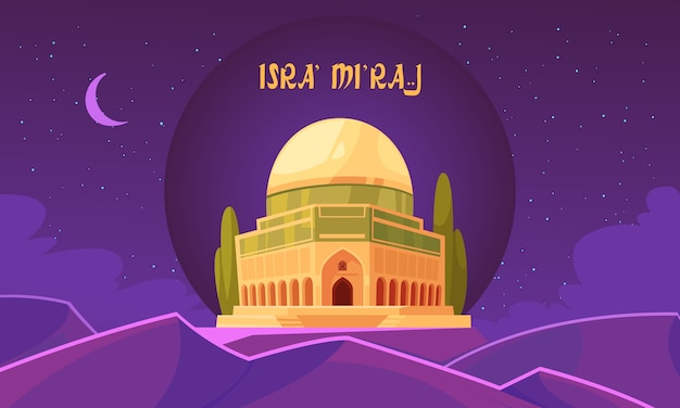 Vector ilustración de isra miraj en diseño plano