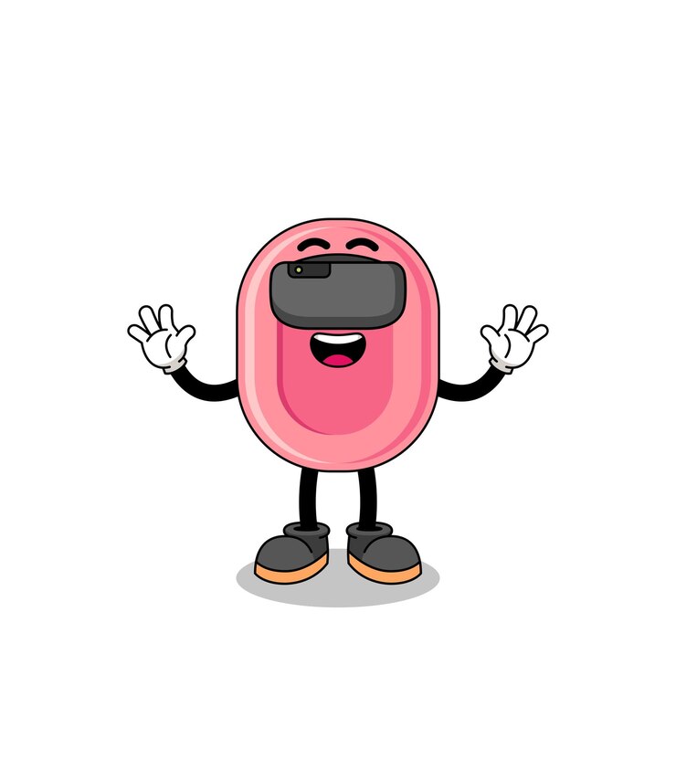 Vector ilustración de jabón con auriculares vr