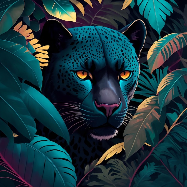ilustración jaguar negro animal salvaje serie 3 imágenes vectoriales con ai generadas