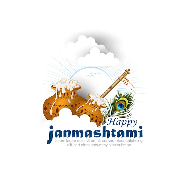 Vector ilustración de janmashtami feliz. señor krishna