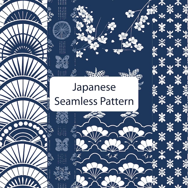 Ilustración japonesa de patrón sin costuras