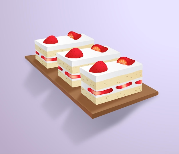 Vector ilustración japonesa de tarta de fresa