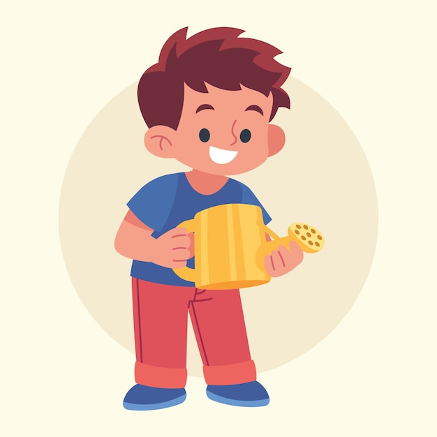 Ilustración de jardinería para niños de vector plano