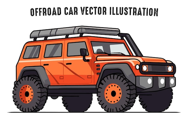 Ilustración de Jeep Vintage Offroad Vehículo Offroad Vector aislado en un fondo blanco