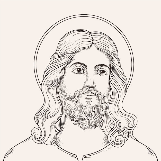 Vector ilustración de jesús dibujada a mano