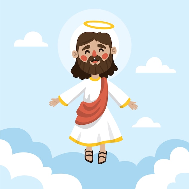 Vector ilustración de jesús kawaii dibujado a mano