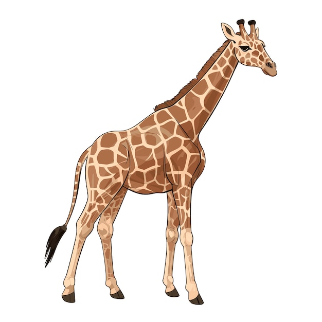 Ilustración de jirafa de color sólido dibujada a mano