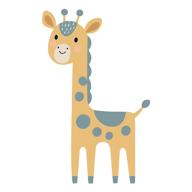 Ilustración de jirafa linda para niños Clipart de animales africanos