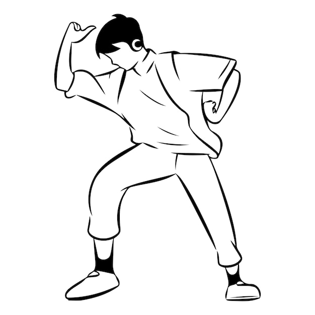 Vector ilustración de un joven bailando breakdance sobre un fondo blanco