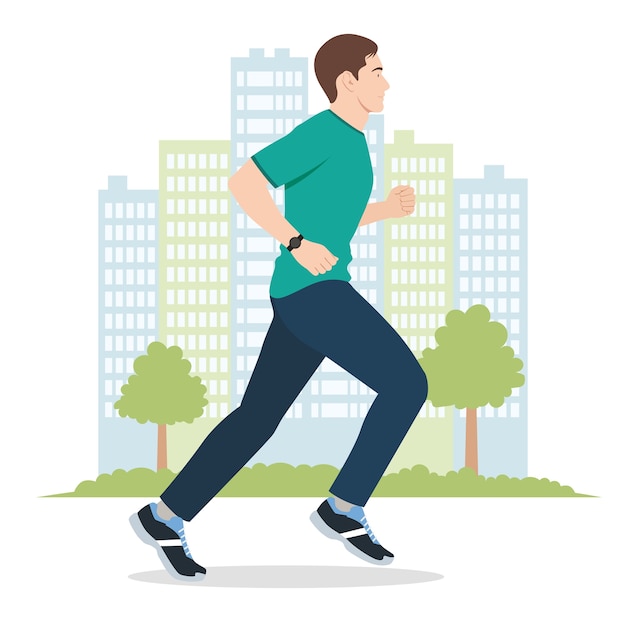 Vector ilustración de un joven corriendo
