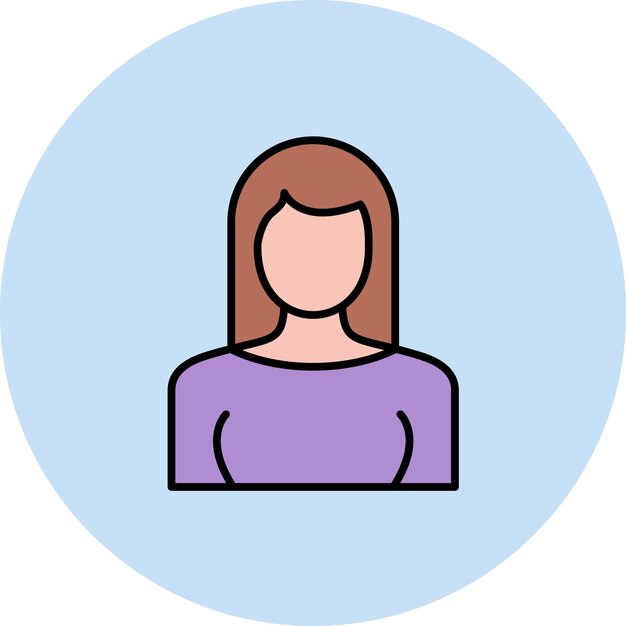 Ilustración de la joven dama plana