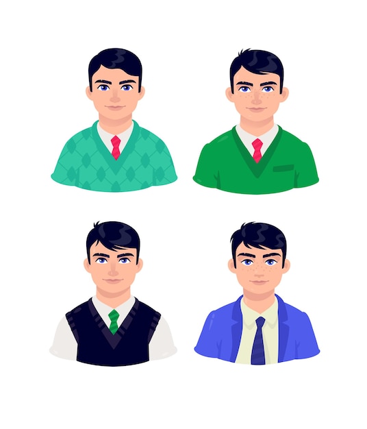 Ilustración de jóvenes. Empresario de dibujos animados de edad madura.