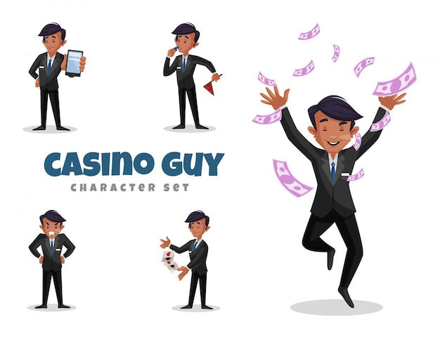 Ilustración del juego de caracteres de casino guy