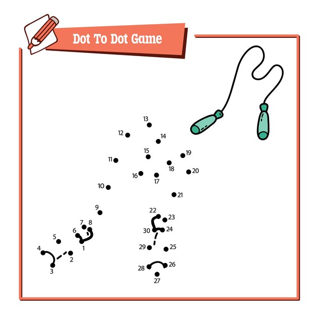 ilustración de juego educativo de rompecabezas de punto a punto con cuerda de saltar de garabato