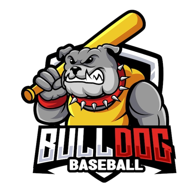 Ilustración de juego del logotipo de la mascota de béisbol bulldog