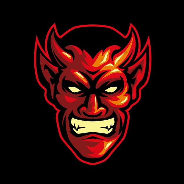 Ilustración de juego de logotipo de mascota de cabeza de diablo