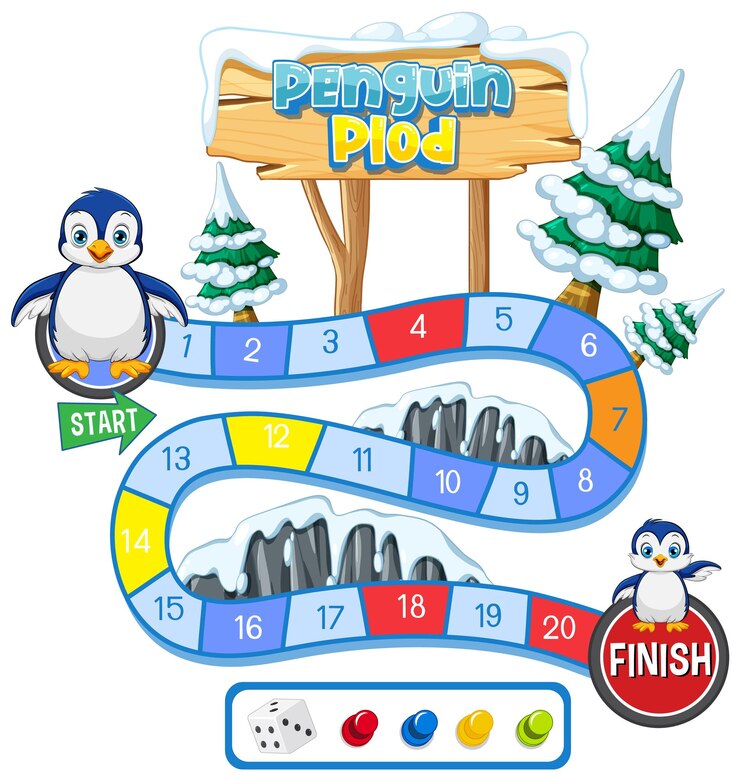 Vector ilustración del juego de mesa penguin plod