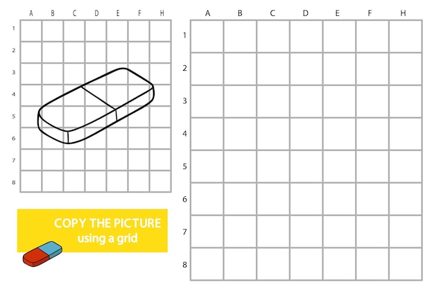 ilustración del juego de rompecabezas educativo de imagen de copia de cuadrícula con goma de garabato