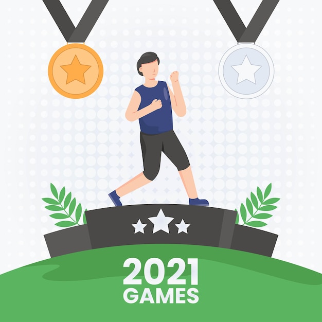 Vector ilustración de juegos olímpicos plana 2021