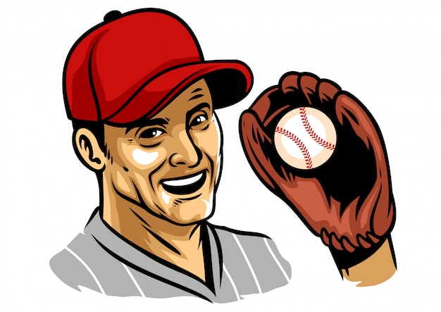 Ilustración del jugador de béisbol con guantes