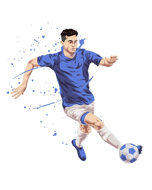 Ilustración de un jugador de fútbol botando una pelota, ilustración abstracta