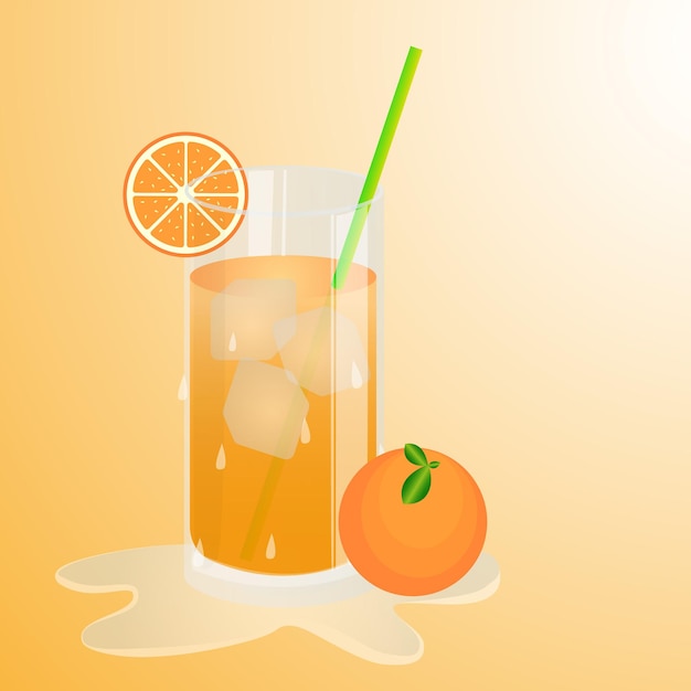 Vector ilustración de jugo de naranja hielo derretida bajo el sol por diseño vectorial