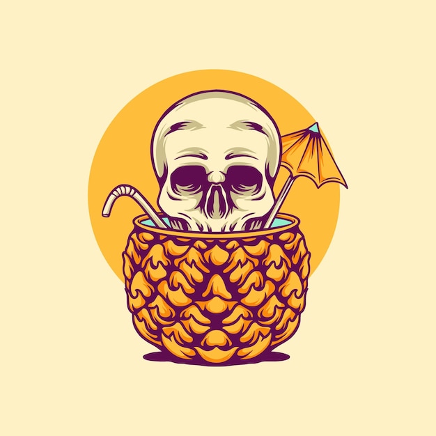 Ilustración de jugo de piña de calavera