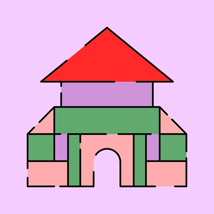 Vector ilustración de juguetes de casa de madera para niños