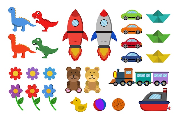 Ilustración de juguetes dibujados a mano para los días de los niños
