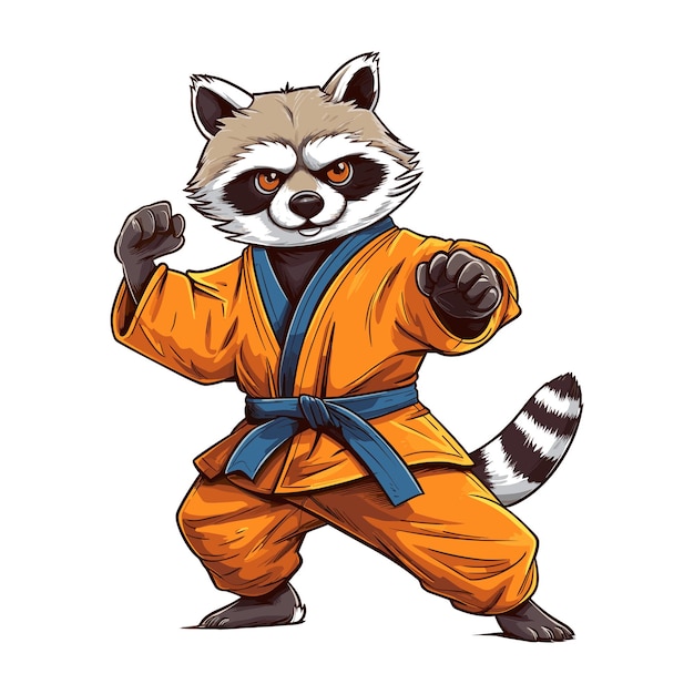 Ilustración de karate con mapaches