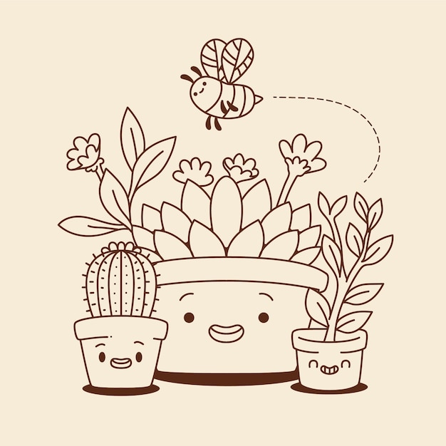 Ilustración de kawaii dibujada a mano