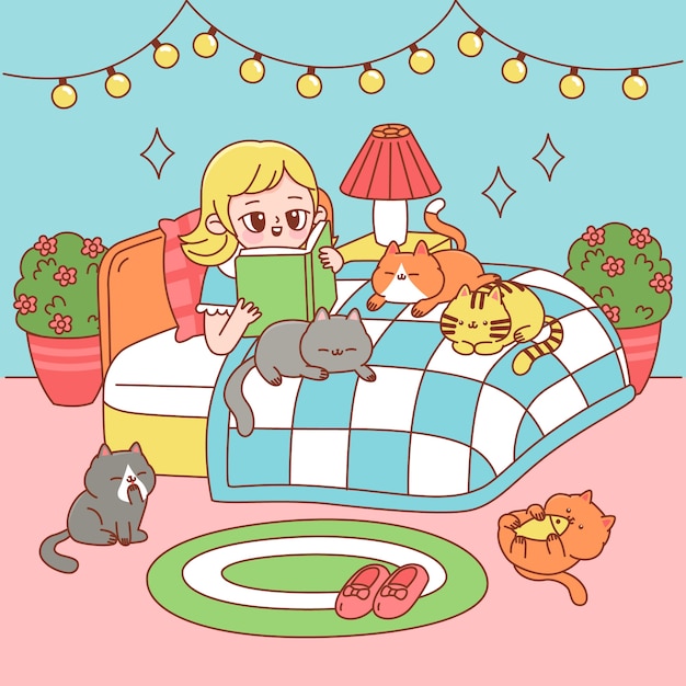 Ilustración de kawaii dibujada a mano
