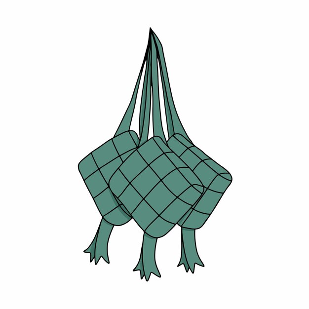 Vector ilustración de ketupat como comida en eid