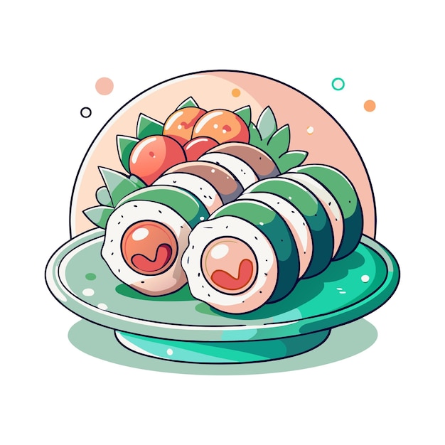 Ilustración de Kimbab dibujada a mano