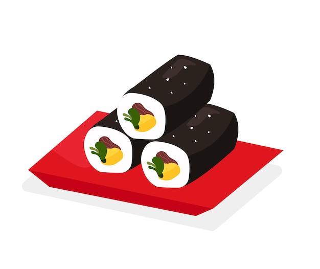 Vector ilustración de kimbap de comida callejera coreana