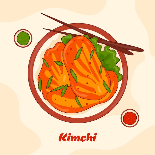 Ilustración de kimchi dibujado a mano