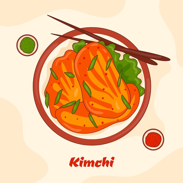 Vector ilustración de kimchi dibujado a mano