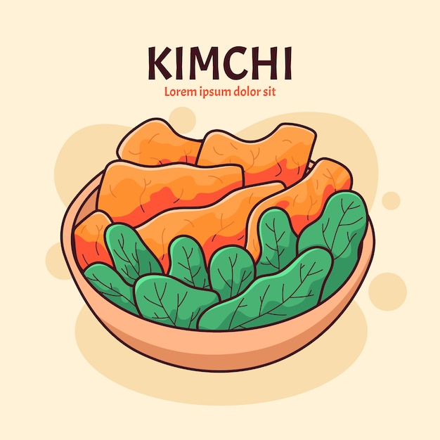 Ilustración de kimchi dibujado a mano