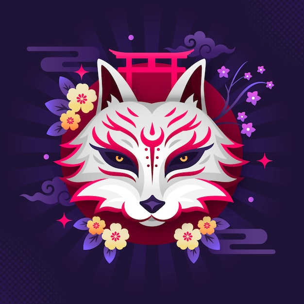 Ilustración de kitsune degradado