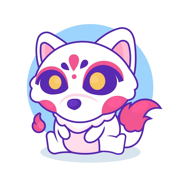 Vector ilustración kitsune dibujada a mano