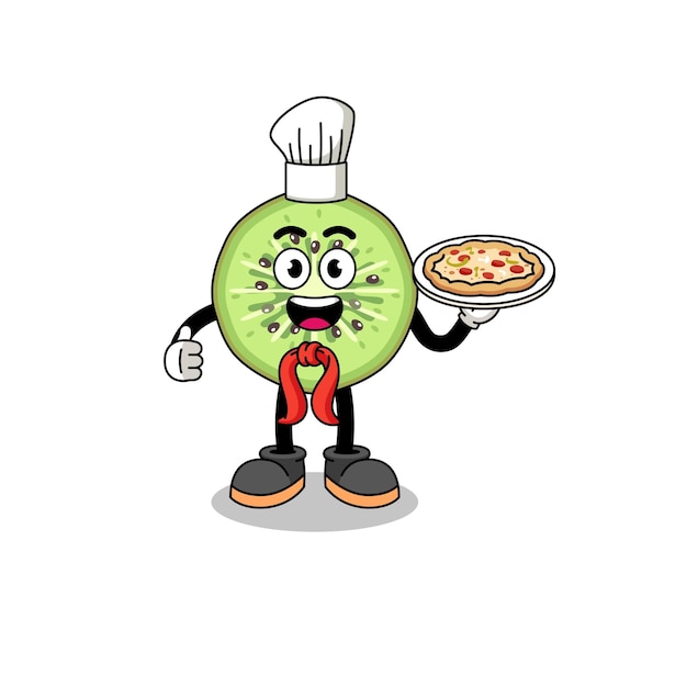 Vector ilustración de kiwi en rodajas como chef italiano