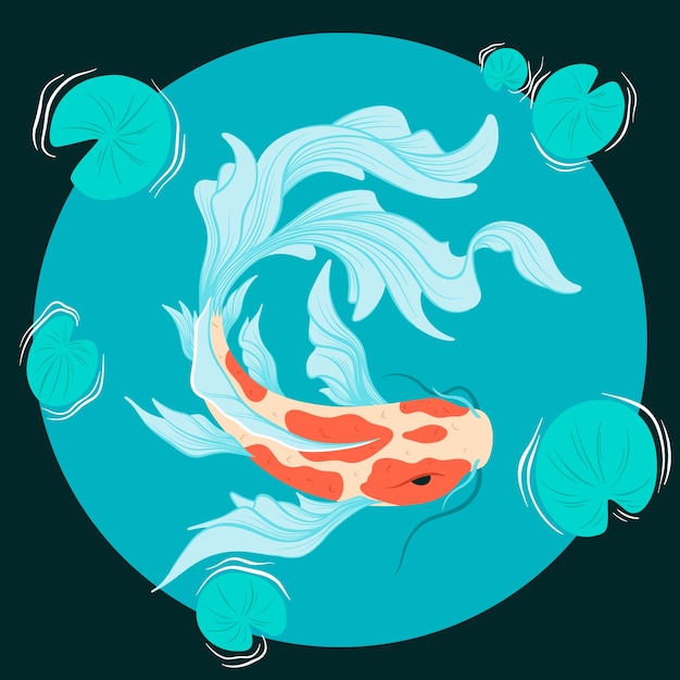 Vector ilustración de koi dibujado a mano