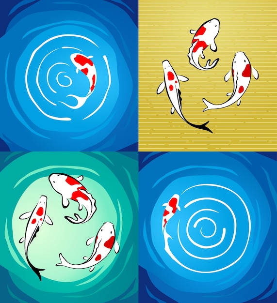 Ilustración de koi de natación