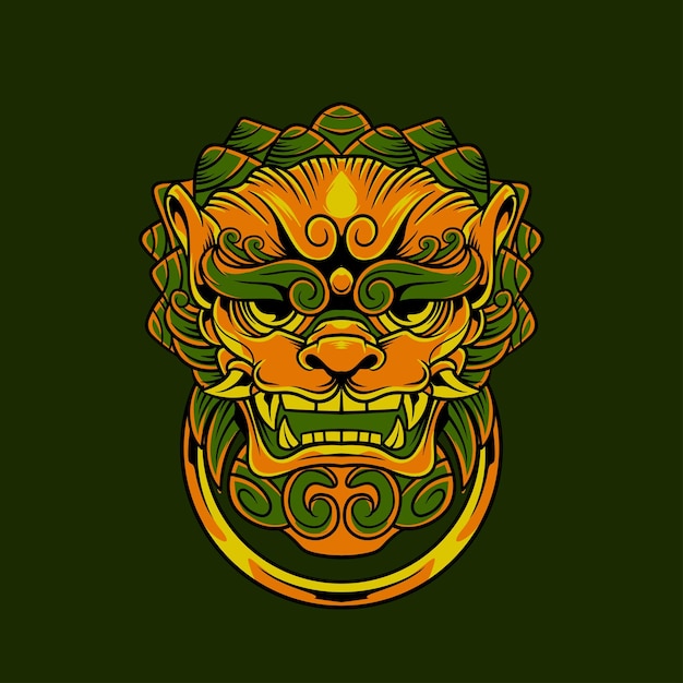 Ilustración de Komainu con vector de stock de calidad premium