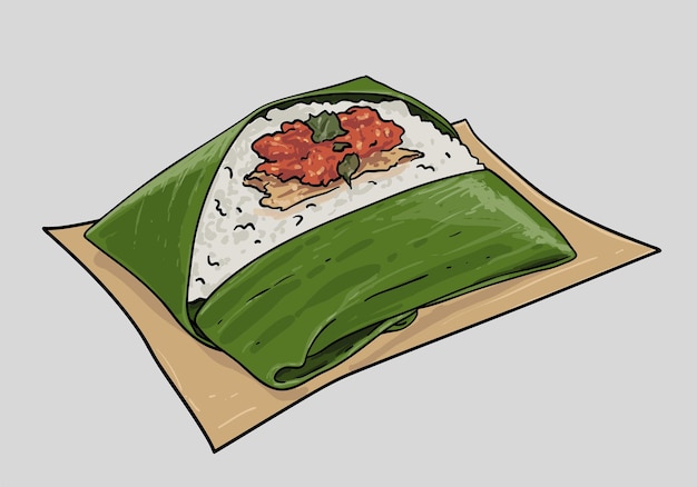 Vector ilustración de kucing nasi kucing angkringan nasi